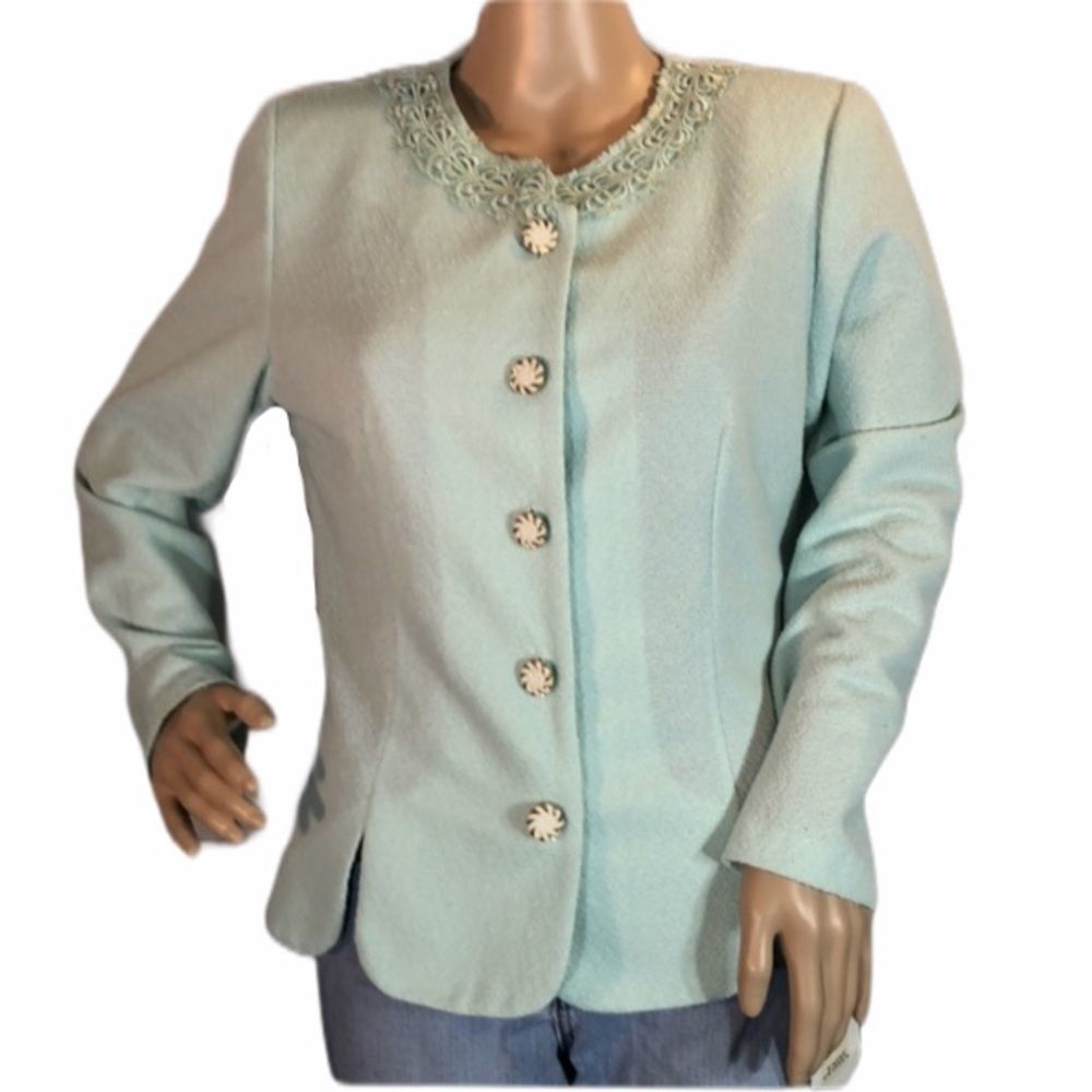 Pablo Collection Vintage Deadstock New With Tags Mint Green Blazer 12 Petite